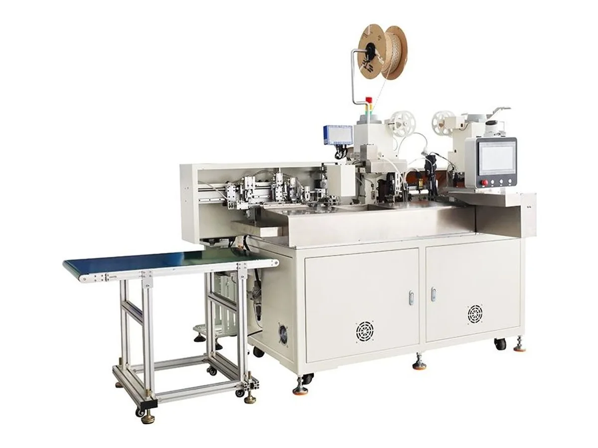 Automatic Hot Stripping, Crimping and Housing Insertion Machine for 3-Wire Assemblies, AWG 20–28