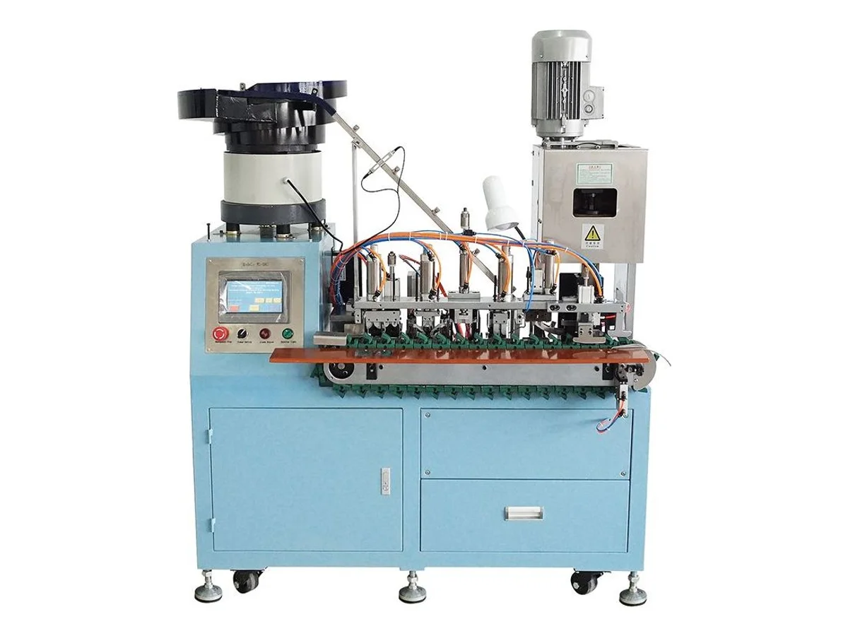 Automatic European Plug Pin Riveting Machine for Power Cord Assembly