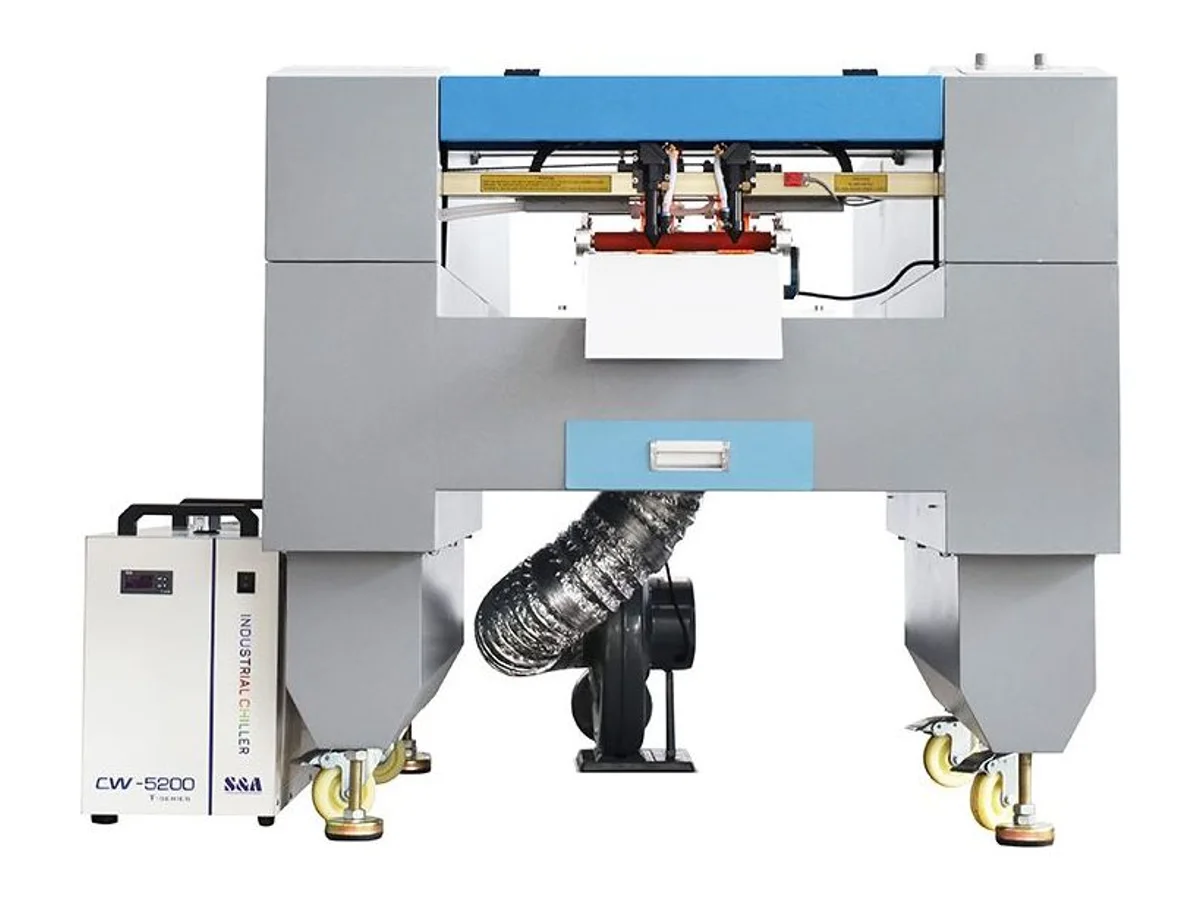 Dual-Head Laser Hole Punching and Cutting Machine for Webbing and Tape WM-575