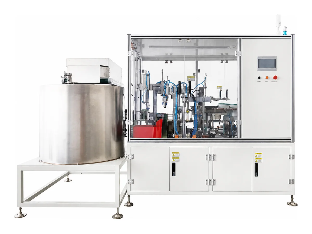 Automatic O-Ring and Nut Assembly Machine for Plastic Connector Bodies