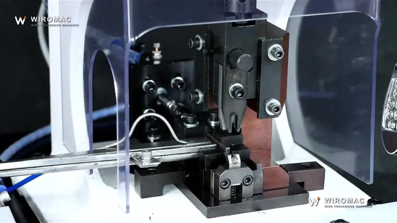 Press running side-feed and end-feed applicators — reel terminals, one crimp per stroke.