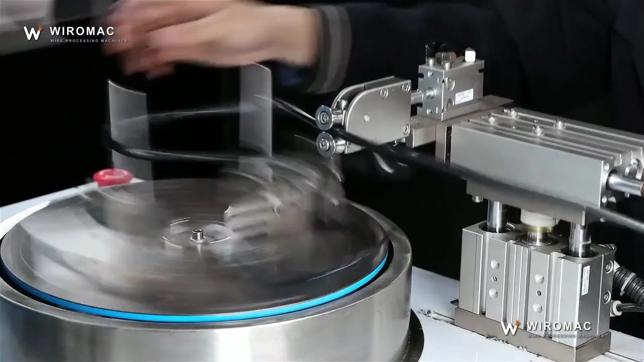 Meter-counted coil winding and tying on a floor machine.