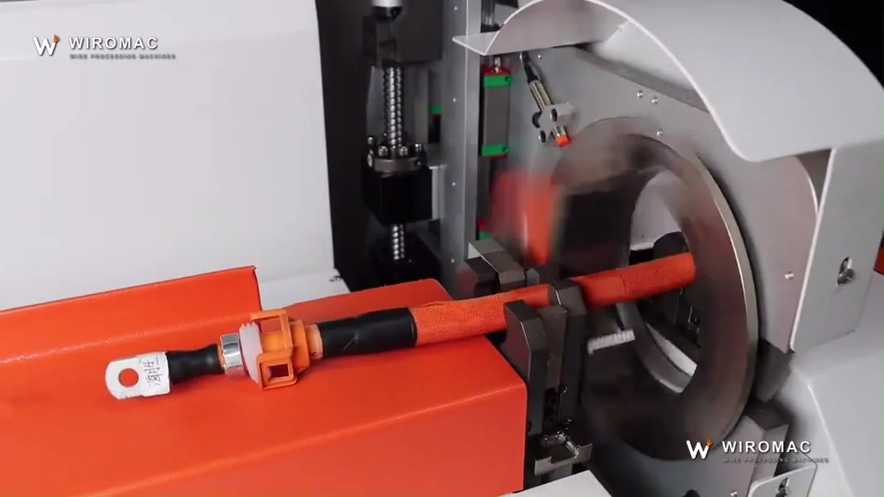 Multi-point taping on a traction rail — bands at set positions along the run.